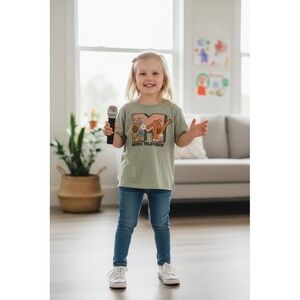 MTV Graphic T-Shirt Girls Size 4 Green Floral Logo Crewneck Short Sleeve‎